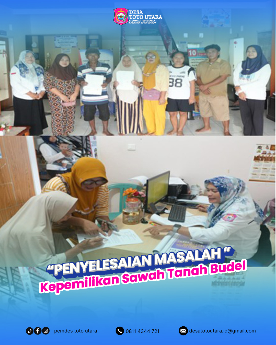 Desa Toto Utara Sukses Mediasi Sengketa Kepemilikan Sawah Tanah Budel